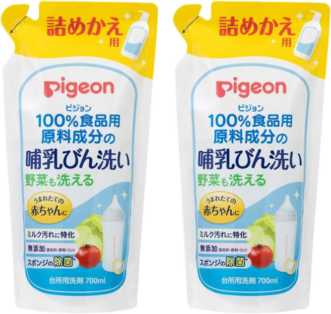 pigeon 貝親 奶瓶蔬果清潔劑 補充包, 700ml, 2包