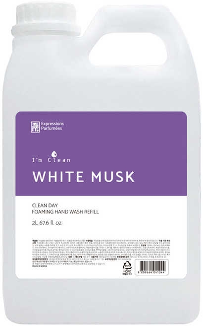 아임클린 클린데이 거품 핸드워시 리필 화이트 머스크, 2L, 1개