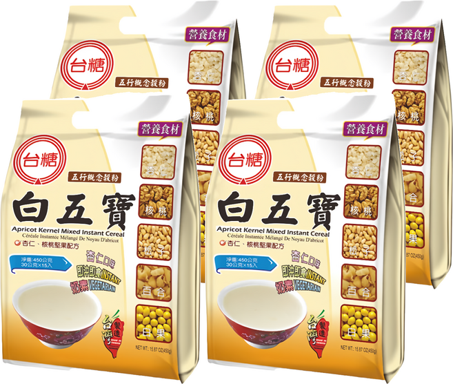 台糖 白五寶 杏仁核桃堅果配方沖泡飲, 4袋, 15包, 450g