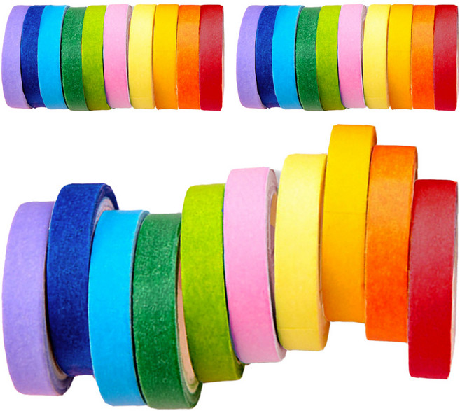레더스 무지개 마스킹 테이프 10종 세트 7mm x 3.5m, 혼합색상, 3세트