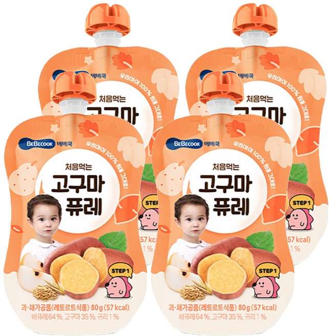 베베쿡 처음먹는 퓨레, 고구마, 80g, 4개