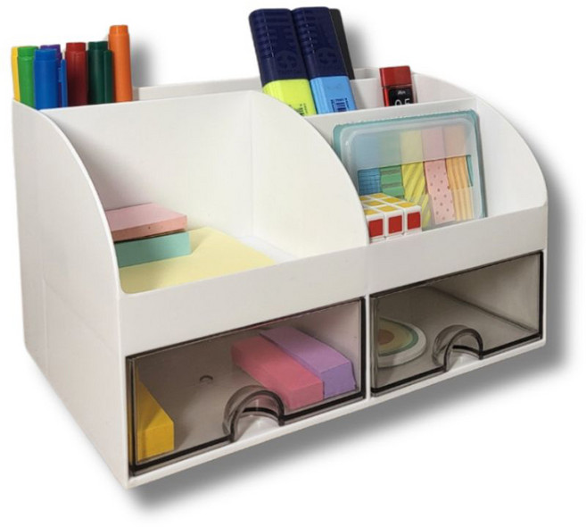 노바리움 책상정리 더블 선반 정리대, 화이트, 1개