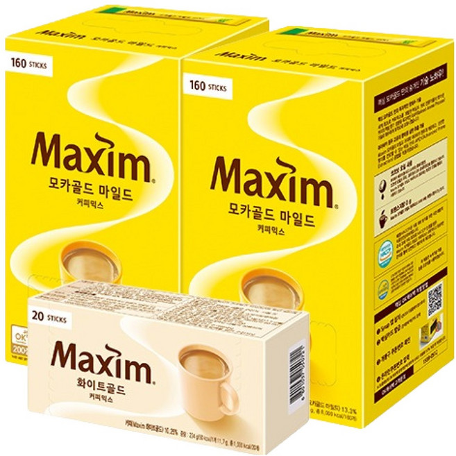 맥심 모카골드 마일드 커피믹스 12g x 320p + 화이트골드 커피믹스 11.7g x 20p, 1세트