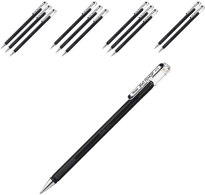 펜텔 매트홉 젤잉크펜 1.0mm, 블랙, 12개