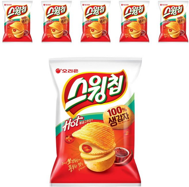 스윙칩 핫 볶음고추장맛, 124g, 6개