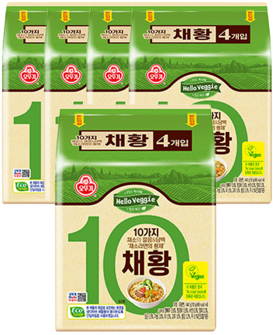 오뚜기 헬로베지 채황 라면 110g, 20개