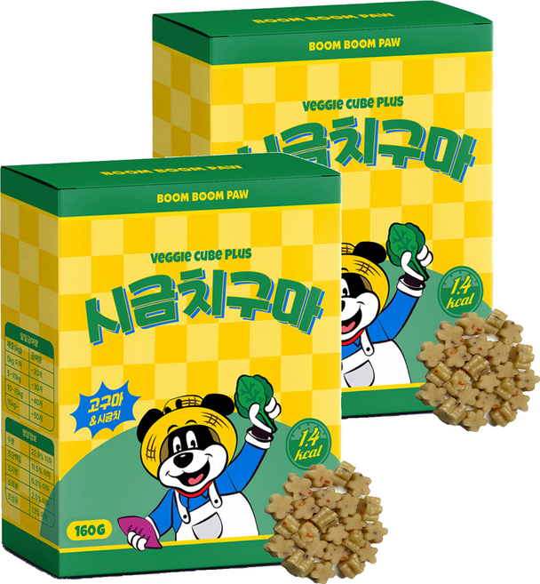 붐붐포 강아지 1.4kcal 미니 노즈워크 야채 트릿, 혼합맛(고구마/시금치), 160g, 2개
