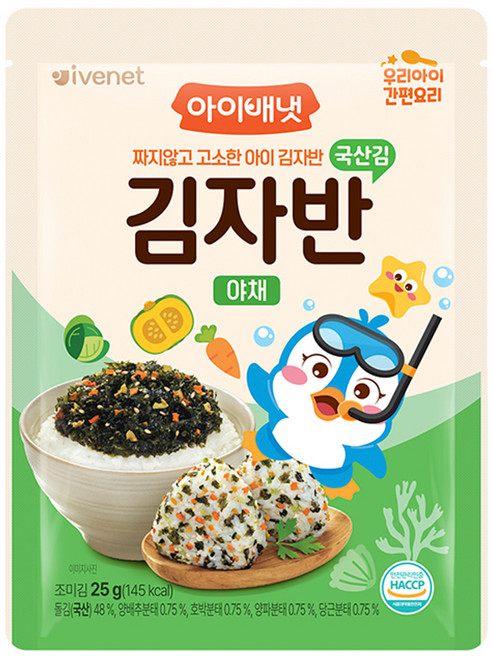 아이배냇 유아용 김자반 야채, 혼합맛(김/야채), 25g, 1개