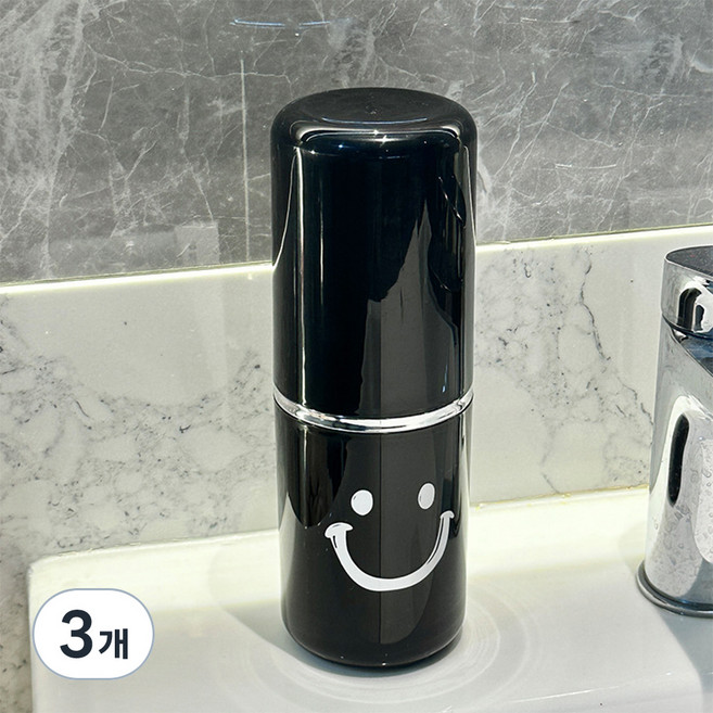 더자카 스마일 휴대용 칫솔 케이스, 블랙, 3개