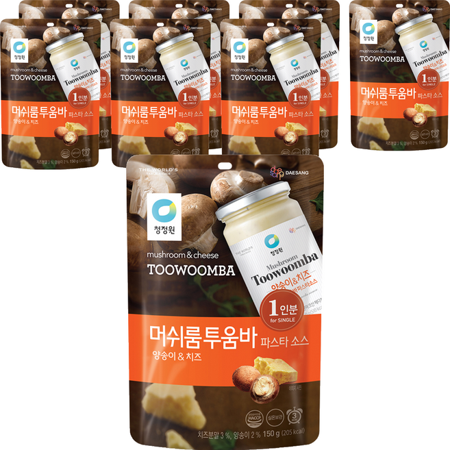 청정원 싱글 파우치 머쉬룸 투움바 파스타 소스, 150g, 8개