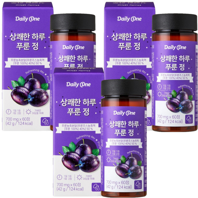 데일리원 상쾌한 하루 푸룬 정, 60정, 3개