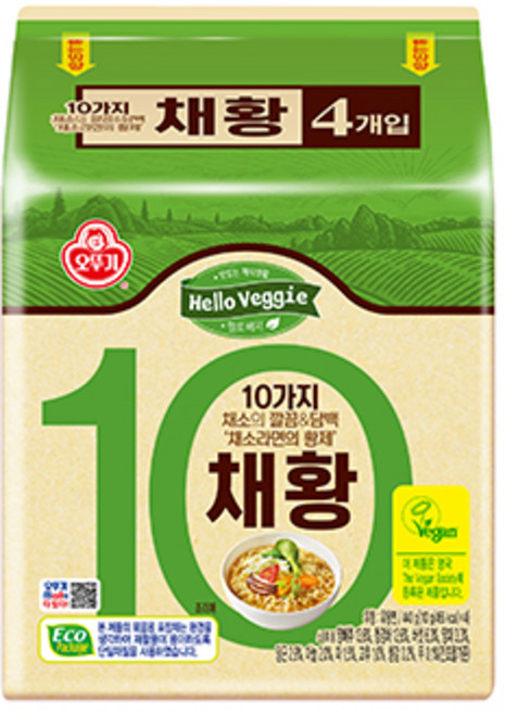오뚜기 헬로베지 채황 라면 110g, 4개