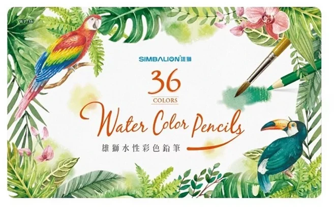 SIMBALION 雄獅 水彩色鉛筆鐵盒, 36色, 1盒