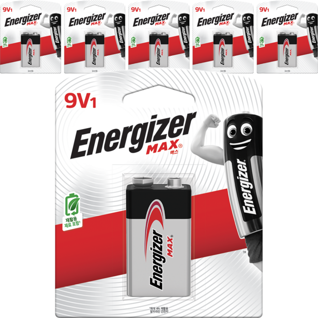에너자이저 맥스 9V 건전지, 1개입, 6개
