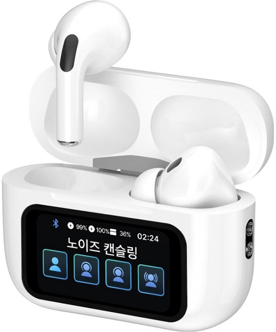 아이리버 ANC ENC 노이즈캔슬링 터치스크린 러닝 운동 C타입 충전 무선 블루투스 6.0 이어폰, 화이트, IB-ZX5