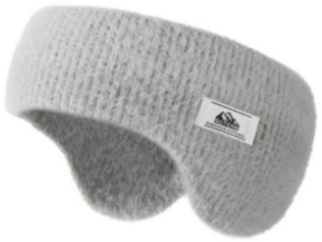 디스티프 겨울 방한 이중 보온 헤어밴드 털귀마개, 라이트그레이, 1개