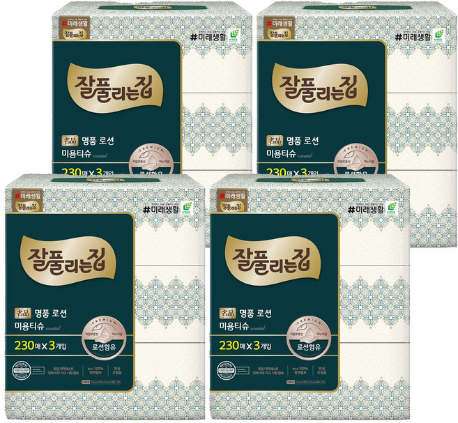 잘풀리는집 로션 미용티슈 에센셜, 230매, 12개