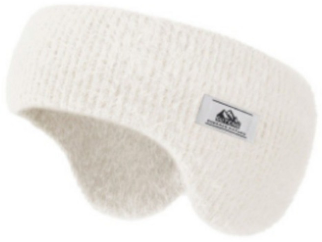 디스티프 겨울 방한 이중 보온 헤어밴드 털귀마개, 오프화이트, 1개