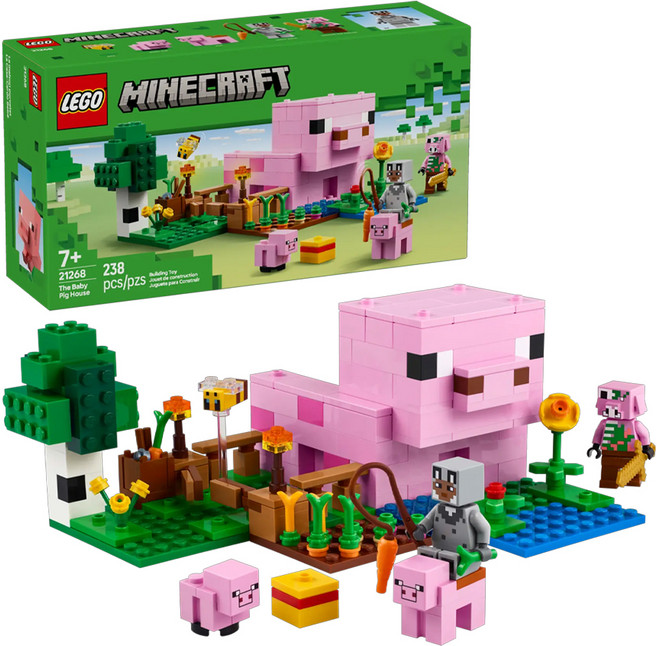 LEGO 樂高 21268 Minecraft 豬寶寶屋 積木玩具 益智拼裝 遊戲主題, 多色, 1盒
