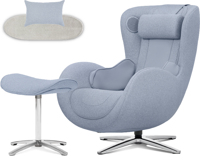 누하스 뉴클래식 패브릭 에디션 안마의자 + 고급 러그 + 보조쿠션 세트 방문설치, N-0003HF, 파우더블루