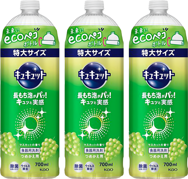 Kao 花王 Cucute 珂珂透 餐具洗碗精 麝香, 700ml, 3瓶