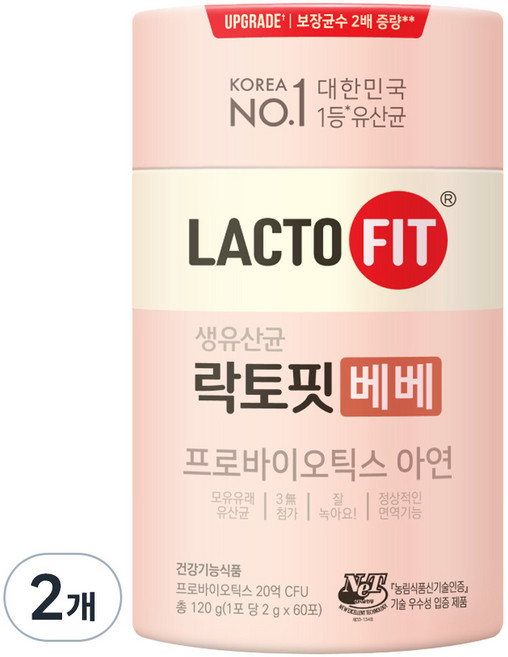 락토핏 베베 유산균 60포, 120g, 2개