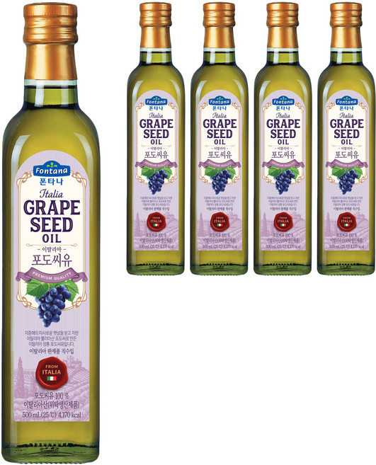 폰타나 이탈리아 포도씨유 마라스카, 500ml, 5개