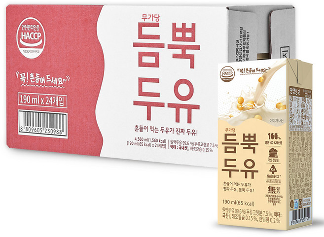 유기농마루 듬뿍두유, 190ml, 24개