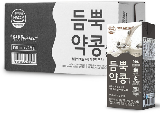 유기농마루 듬뿍약콩두유, 190ml, 24개