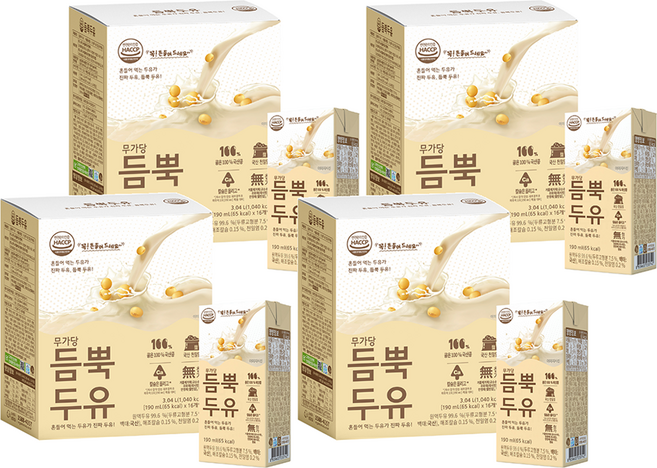 유기농마루 듬뿍두유 담백한맛, 190ml, 64개