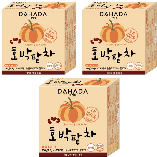 다하다 호박팥차, 1.5g, 100개입, 3개