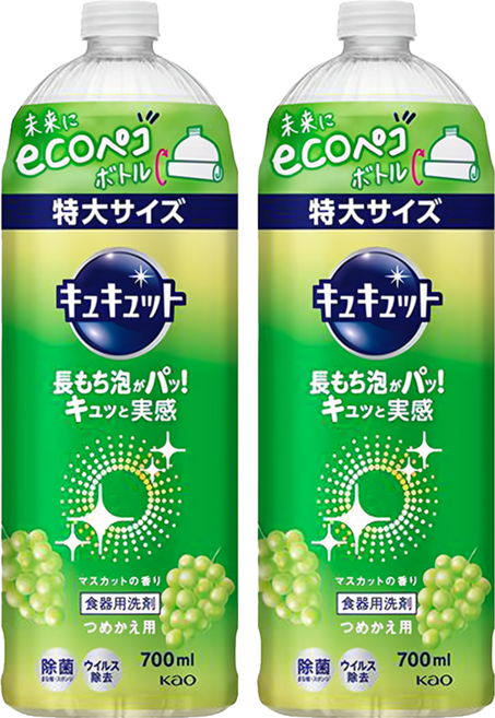 Kao 花王 Cucute 餐具洗碗精 麝香葡萄味, 700ml, 2瓶