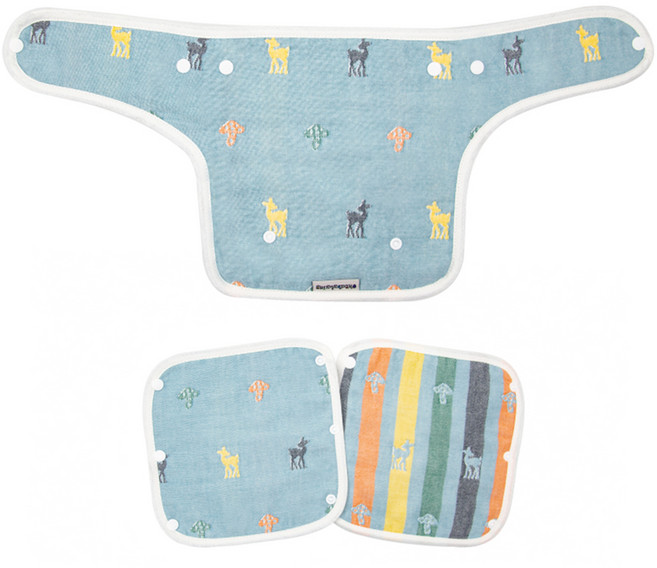 胸前 + 背帶口水巾組, 藍色小鹿, 3條