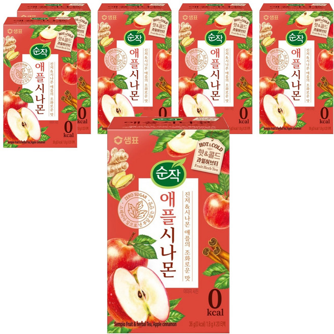 순작 애플시나몬 핫&콜드 과일허브티, 1.8g, 20개입, 6개