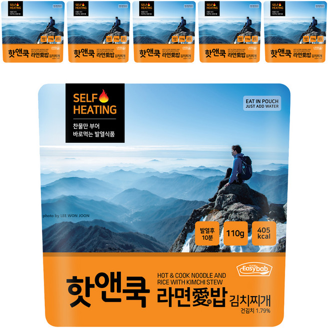 이지밥 핫앤쿡 라면애밥 김치찌개, 110g, 6개