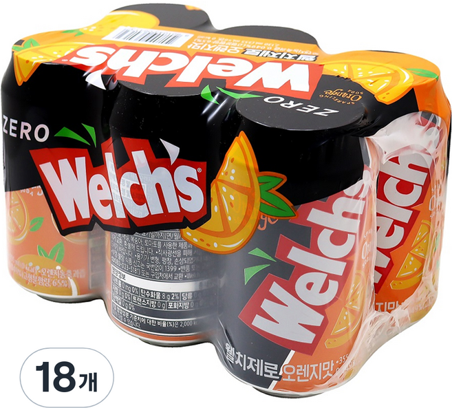 웰치스 제로 오렌지맛, 355ml, 18개