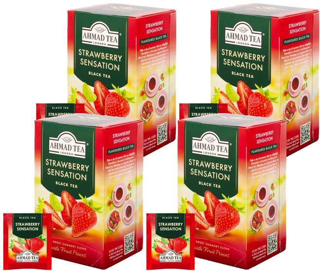 AHMAD TEA 草莓風味紅茶茶包, 2g, 20入, 4個