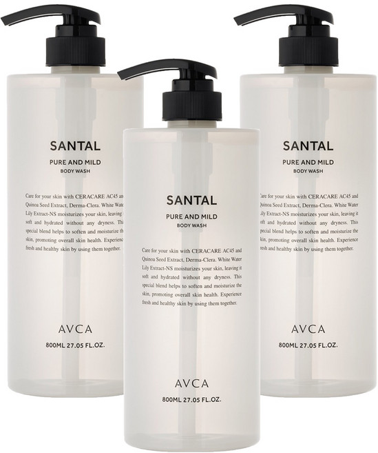 아브카 퓨어 앤 마일드 바디워시 상탈, 800ml, 3개