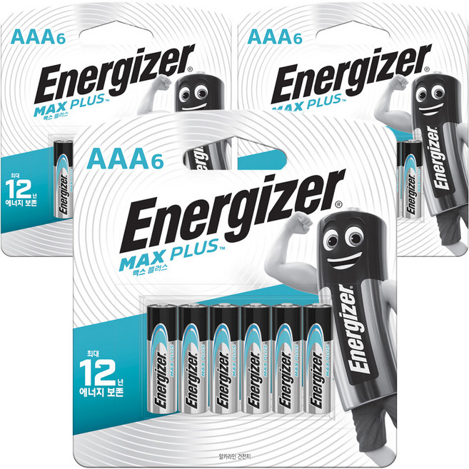 에너자이저 맥스플러스 AAA건전지, 6개입, 3개