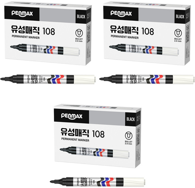 PENMAX 油性麥克筆 108, 黑色, 36個