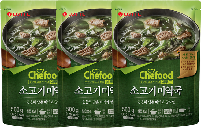 쉐푸드 소고기 미역국, 500g, 3개