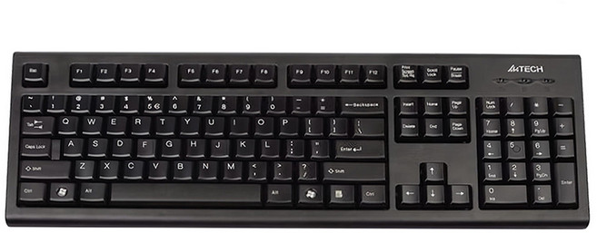 A4TECH 雙飛燕 bloodY 血手幽靈 圓角舒防水鍵盤 人體工學設計, PS2A4KB-KR85P, 黑色