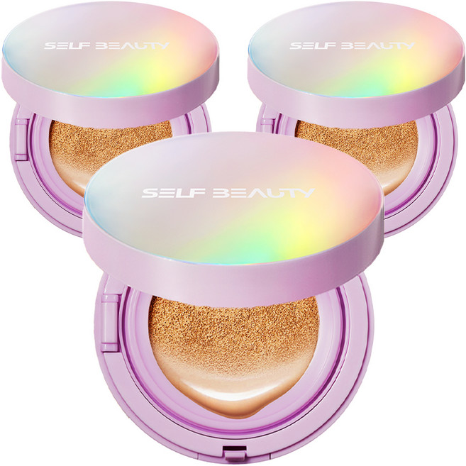 SELF BEAUTY 獨角獸極光亮澤氣墊粉餅 SPF50+ PA+++, 23 Natural Beige, 3個