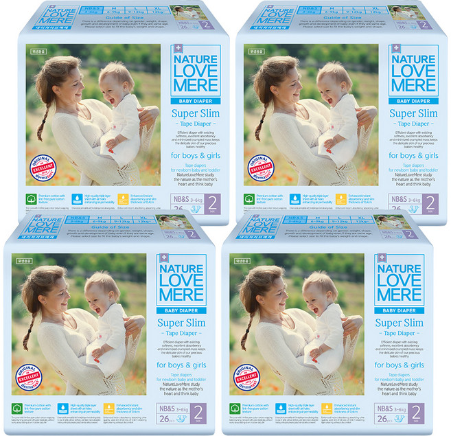 네이쳐러브메레 슈퍼슬림 밴드형 기저귀 아동공용, 신생아용(NB), 104매