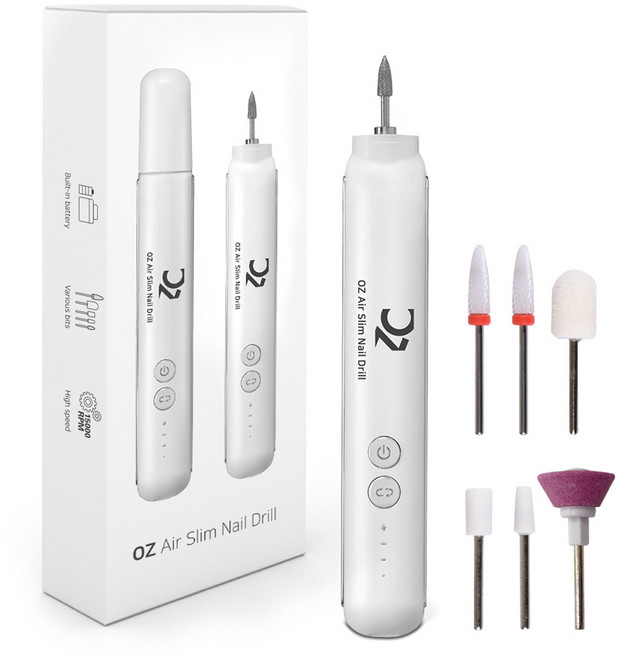 오즈네일 에어슬림 무선 전동 쏙오프 네일드릴, 1세트, 화이트