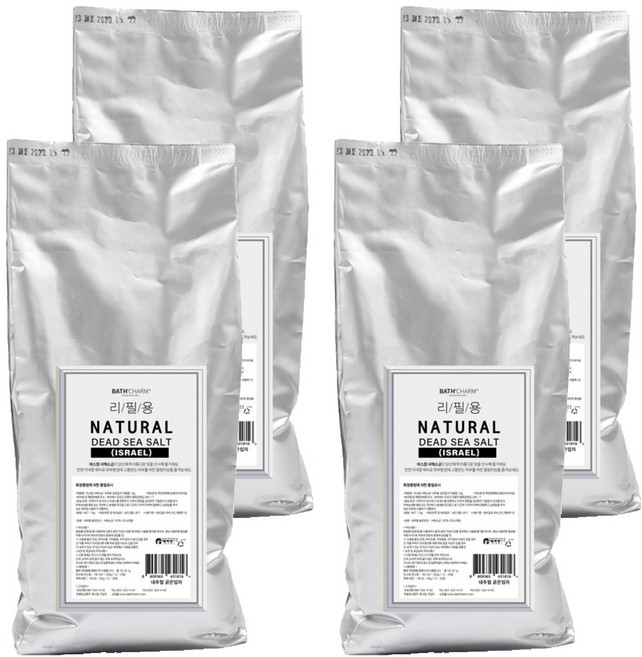 바스참 내추럴 가는입자 사해소금 리필용, 1kg, 4개