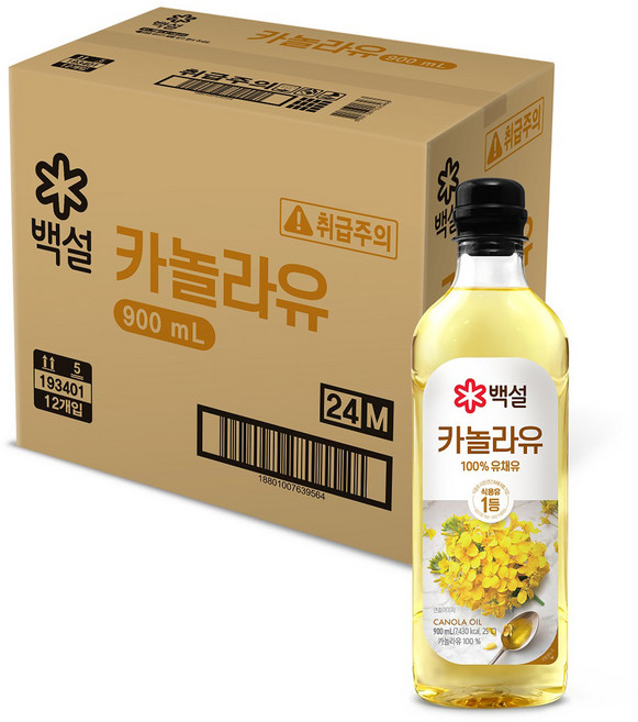 백설 카놀라유, 900ml, 12개