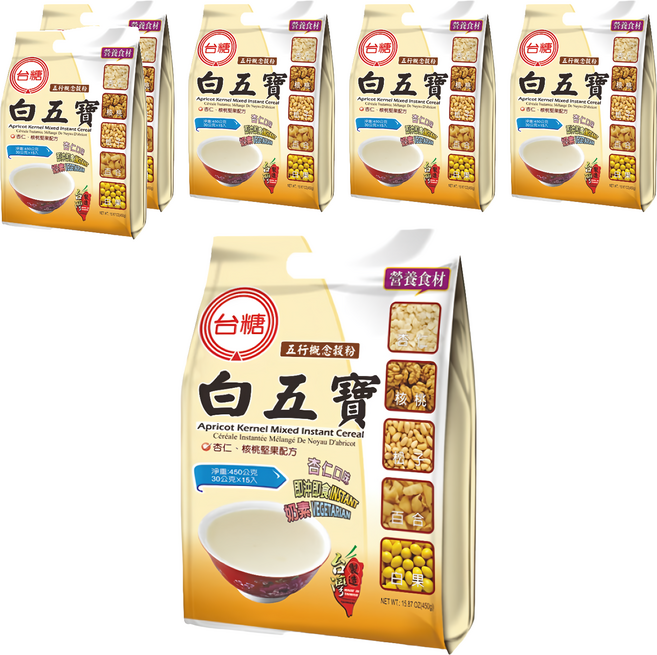 台糖 白五寶 杏仁核桃堅果配方沖泡飲, 6袋, 15包, 450g