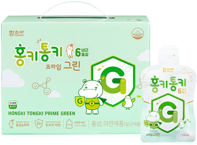 함소아 홍키통키 프라임 그린 유아홍삼, 15ml, 30개