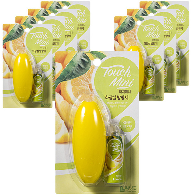 리빙굿 터치미니 화장실 방향제 본품, 13ml, 8개, 상큼한 레몬향